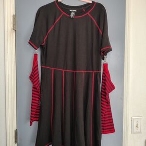 Hot Topic Black and Red Striped Dress